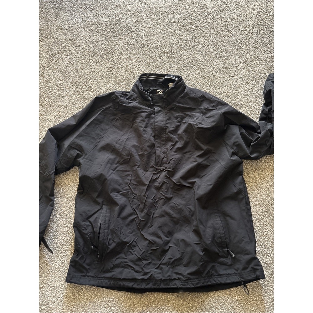 Mens Black Cutter And Buck Black Weather Gear Pullover Size XL‎